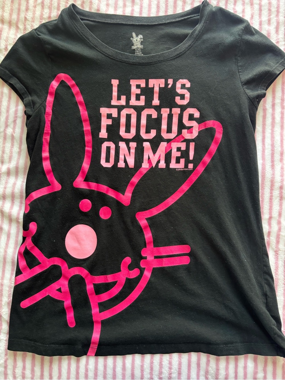 Black T-Shirt with Pink Bunny Graphic - Let’s Focus On Me!